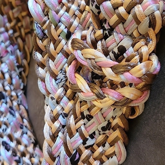 VTG Pastel Leopard Print Silk Like Thread Braided Woven Peasant Belt - Picture 6 of 6